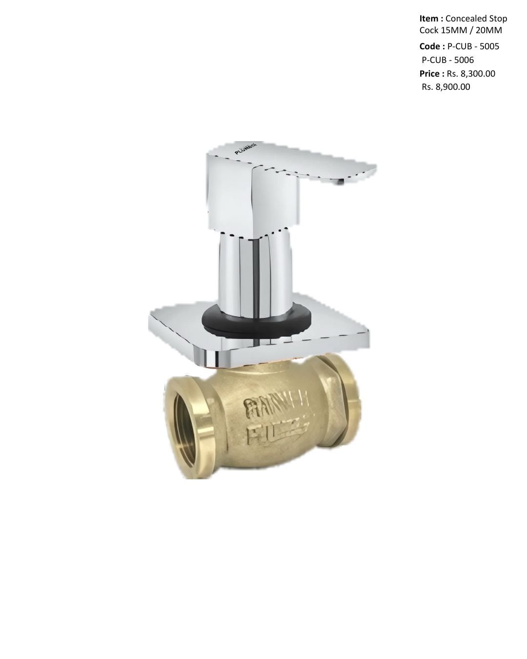 Concealed Stop Cock 15MM